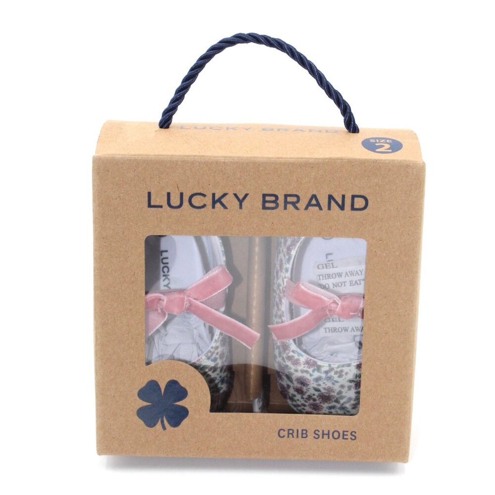 Lucky Brand Crib Shoes Size 2 3-6 Months LB-Maisy-BX-TJ Pink Bow & Floral Print